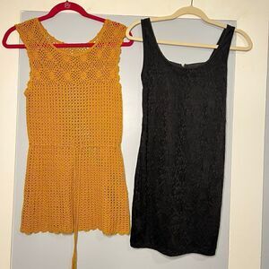 2 for 1, Crochet Cover Up & Material Girl, Black Lace mini Dress Size: S/M